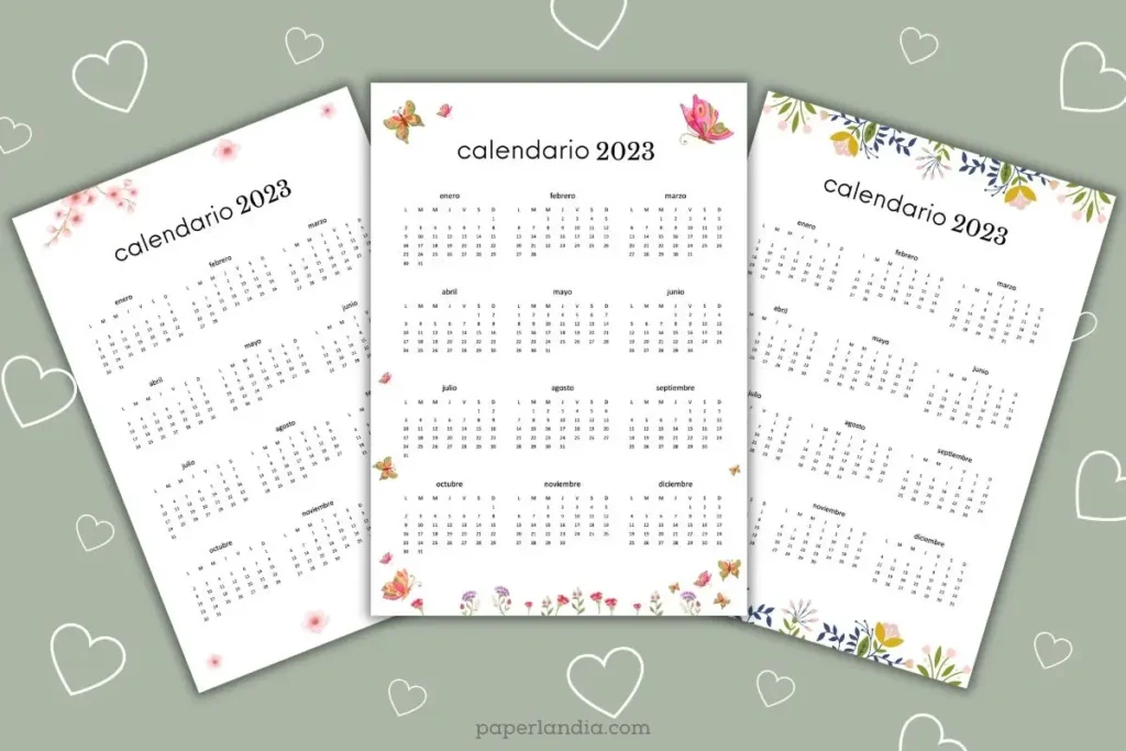 Calendarios 2023 anuales gratis para descargar en pdf